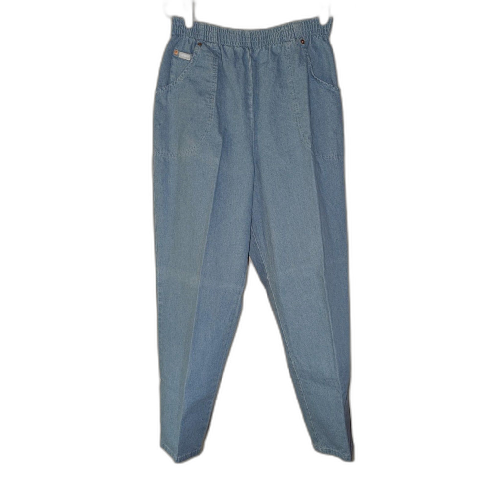 Vintage Chic Jeans Women's 12 High Waisted Elastic Pull on Tapered Mom Denim USA